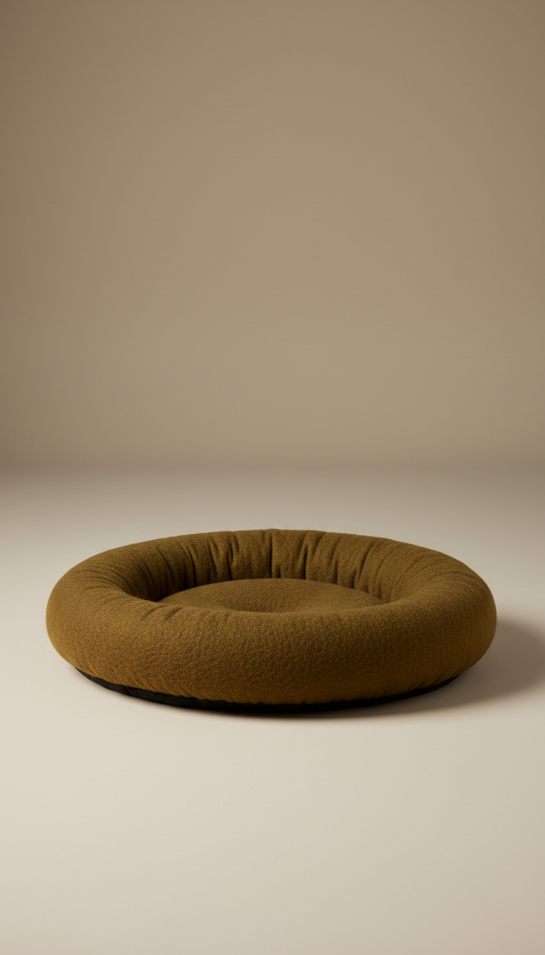 Soft wool pet bed in Moss Brown